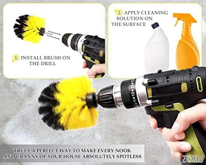 3 Pcs Drill Brush Attachments for Cleaning, Nylon 2/3.5/4 in Heads | Brush Attachment for Drill, 1/4 in Hex Shaft; Use on Car Detailing, Carpet, Wheels, Showers, Bathtubs, Tile, Grout & Floors
