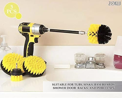 3 Pcs Drill Brush Attachments for Cleaning, Nylon 2/3.5/4 in Heads | Brush Attachment for Drill, 1/4 in Hex Shaft; Use on Car Detailing, Carpet, Wheels, Showers, Bathtubs, Tile, Grout & Floors